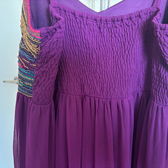 Beautiful Purple Chiffon dress with beaded bust - Picture 4 of 11